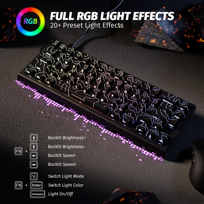 ATTACK SHARK X68 HE Rapid Trigger Magnetic Switch Gaming Keyboard with RGB Backlighting