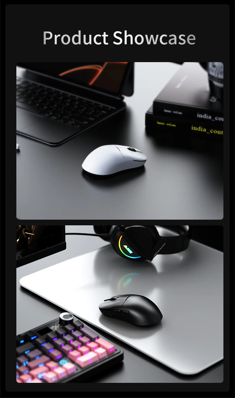 Ajazz AJ159 NL Ultra-Lightweight Wireless Gaming Mouse in White, high-performance sensor for competitive gaming.