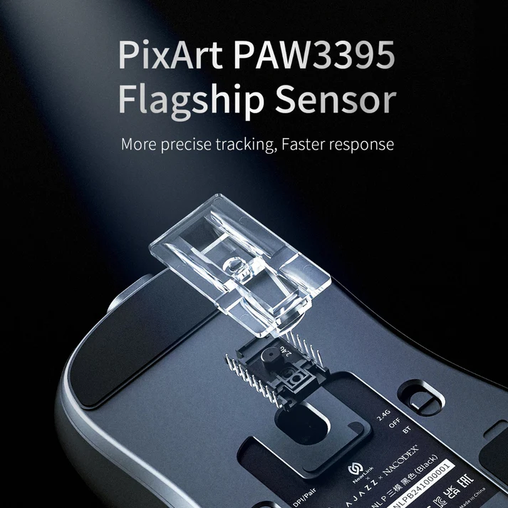 Ajazz AJ159 NL Ultra-Lightweight Wireless Gaming Mouse in White, high-performance sensor for competitive gaming.