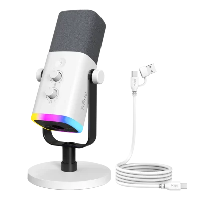 FIFINE AM8 USB/XLR Dynamic Microphone with RGB lighiting for Gaming and Streaming