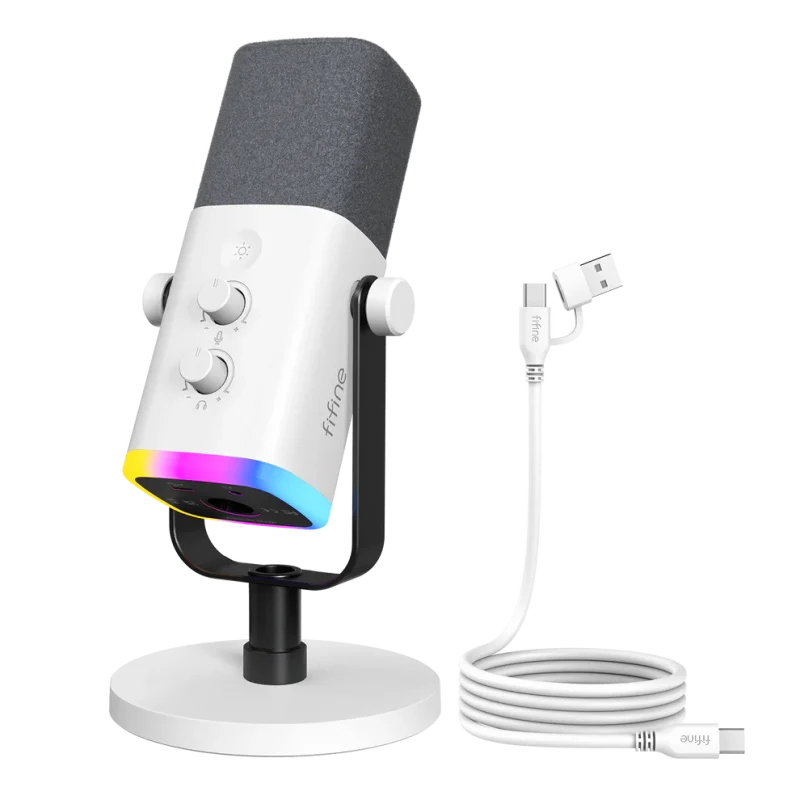 FIFINE AM8 USB/XLR Dynamic Microphone with RGB lighiting for Gaming and Streaming