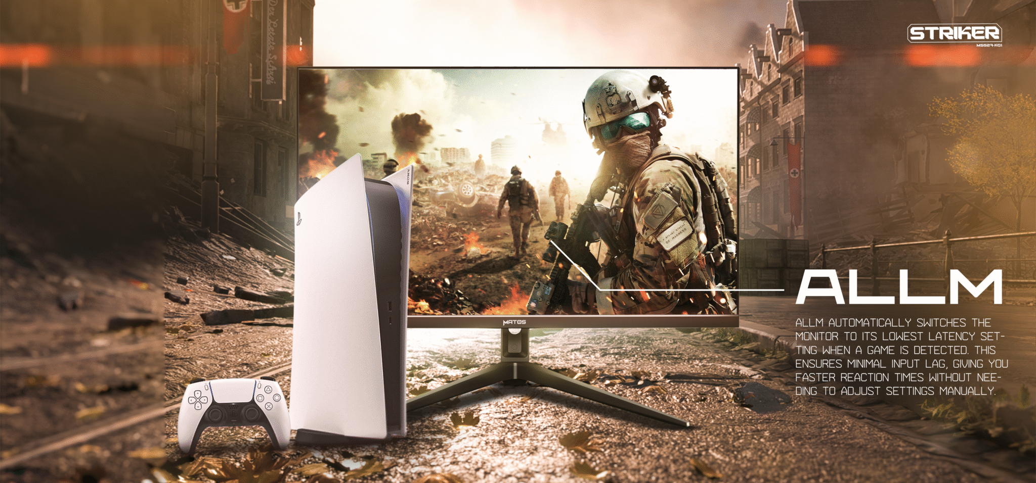 Matos Striker MSG27-K01 Gaming Monitor 27" 2K Fast IPS 120Hz HDR400