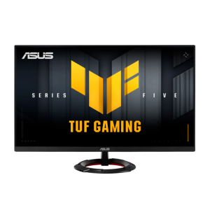 ASUS TUF Gaming VG249Q5R monitor showing the TUF Gaming logo on the screen.