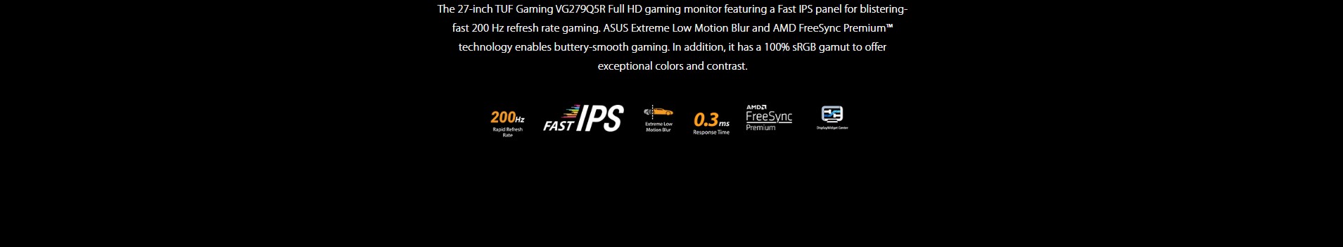 ASUS TUF Gaming VG279Q5R monitor showing the TUF Gaming logo on the screen.