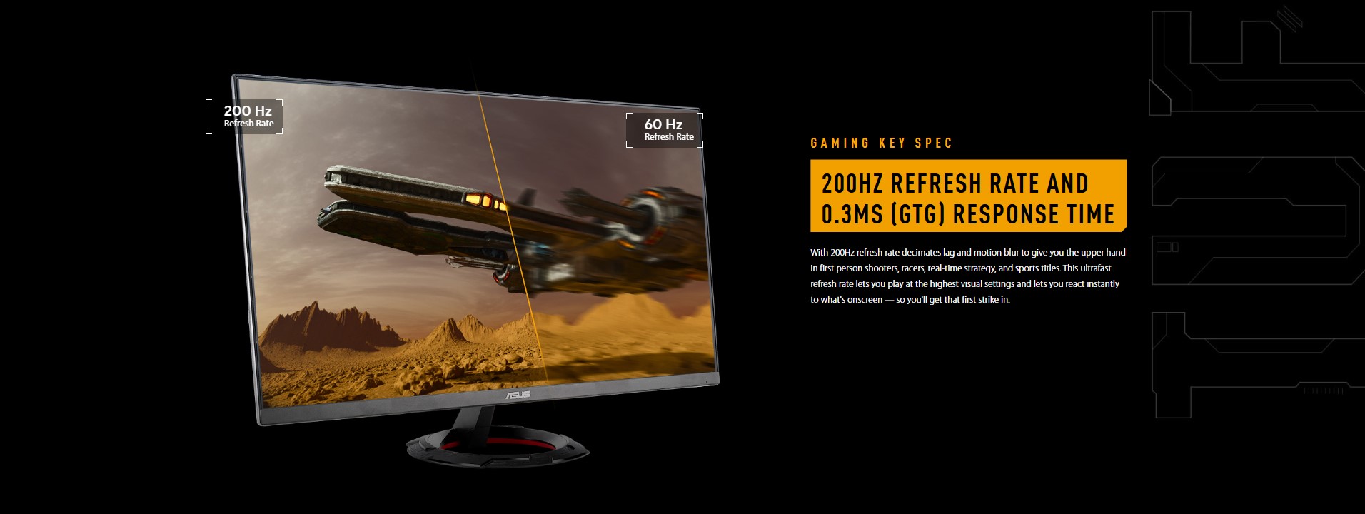 ASUS TUF Gaming VG279Q5R monitor showing the TUF Gaming logo on the screen.
