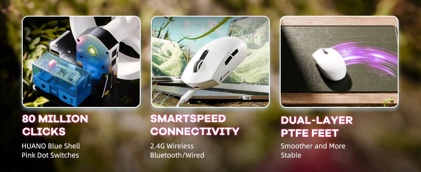 Attack Shark G3 white wireless gaming mouse