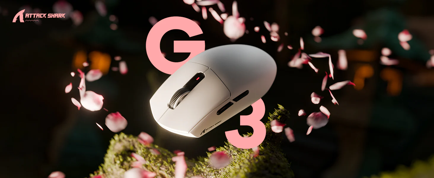 Attack Shark G3 white wireless gaming mouse