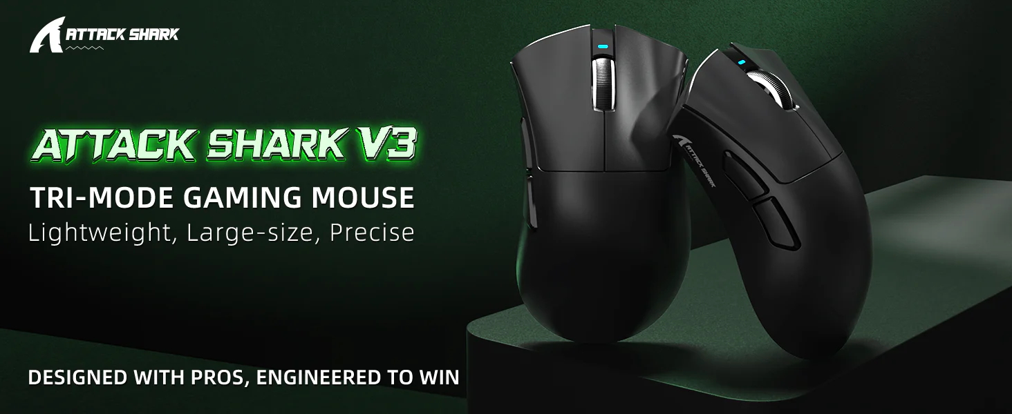 ATTACK SHARK V3 wireless gaming mouse in black