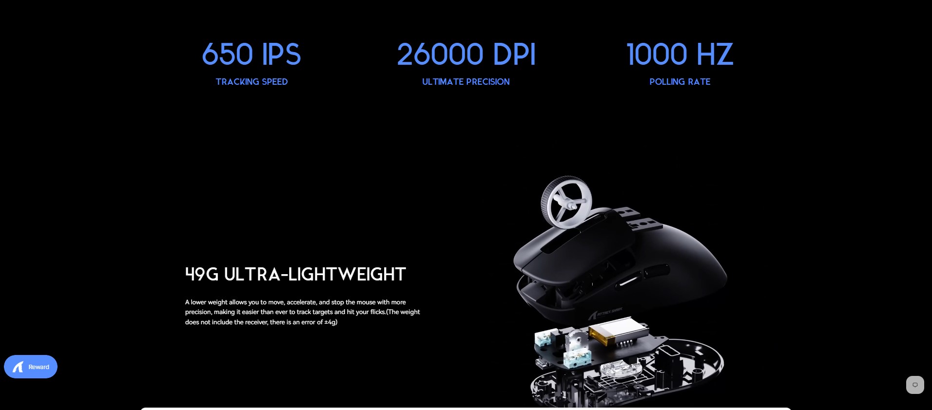 TTACK SHARK X3 lightweight wireless gaming mouse in white