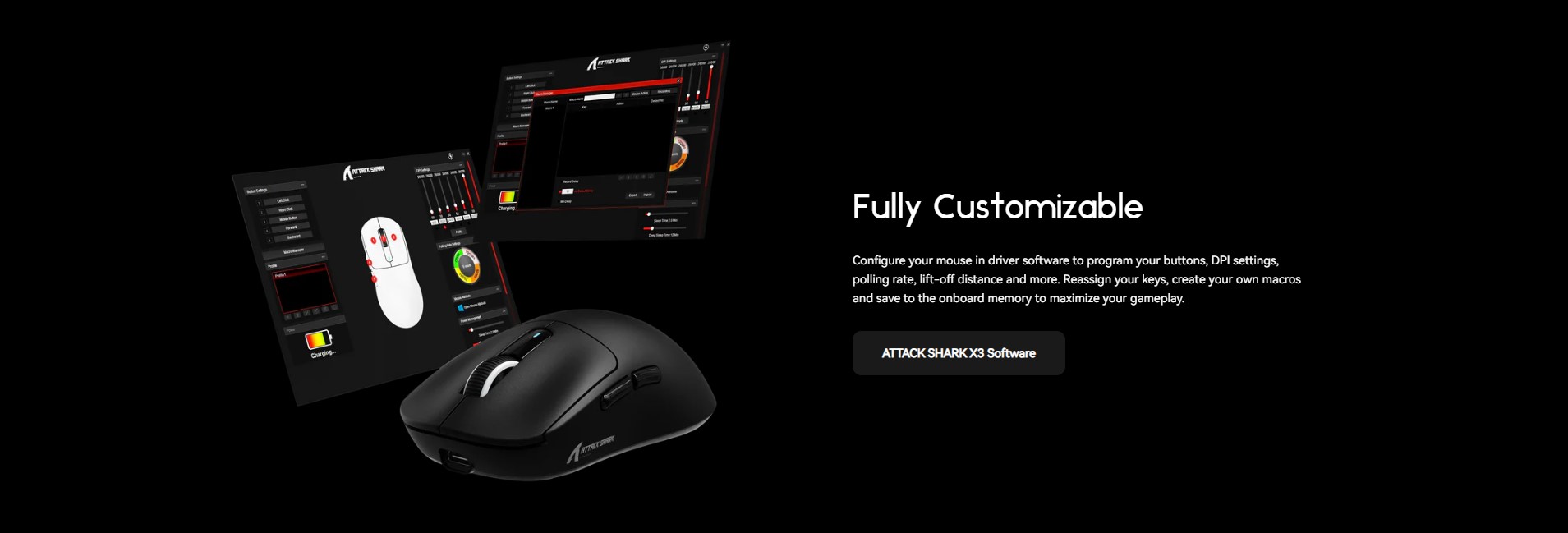 TTACK SHARK X3 lightweight wireless gaming mouse in white
