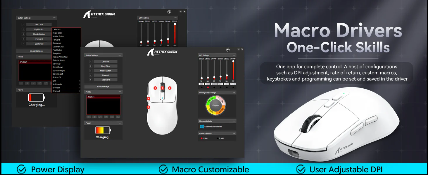 ATTACK SHARK X6 lightweight wireless gaming mouse with charging dock