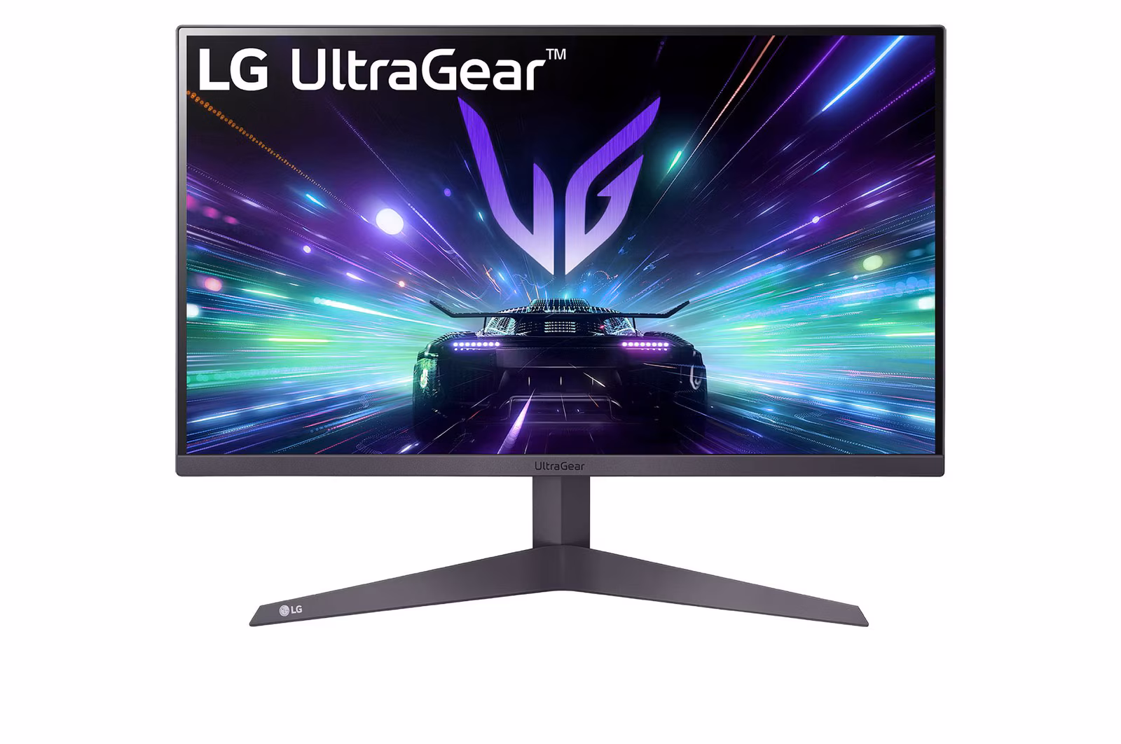 LG UltraGear 24GS50F-B gaming monitor back view with sleek design