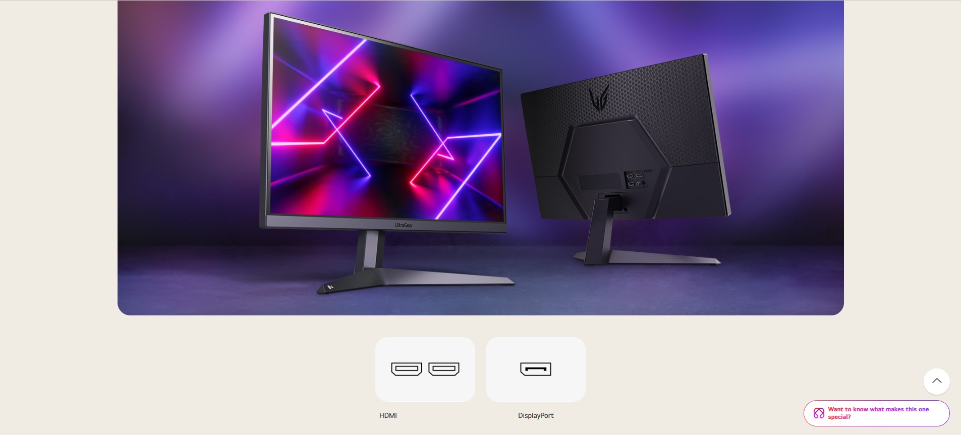 LG UltraGear 24GS50F-B gaming monitor back view with sleek design